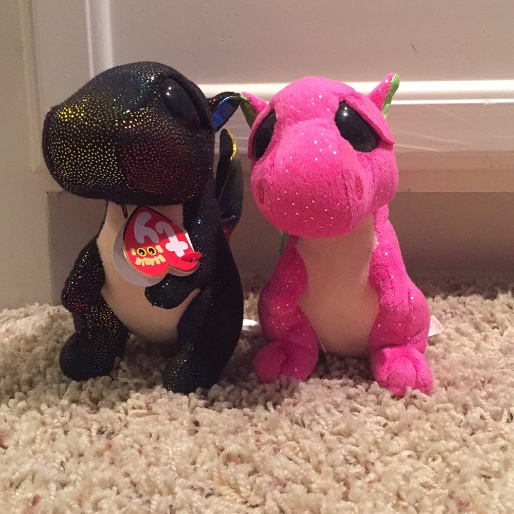 Two TY Dragon Beanie Boos